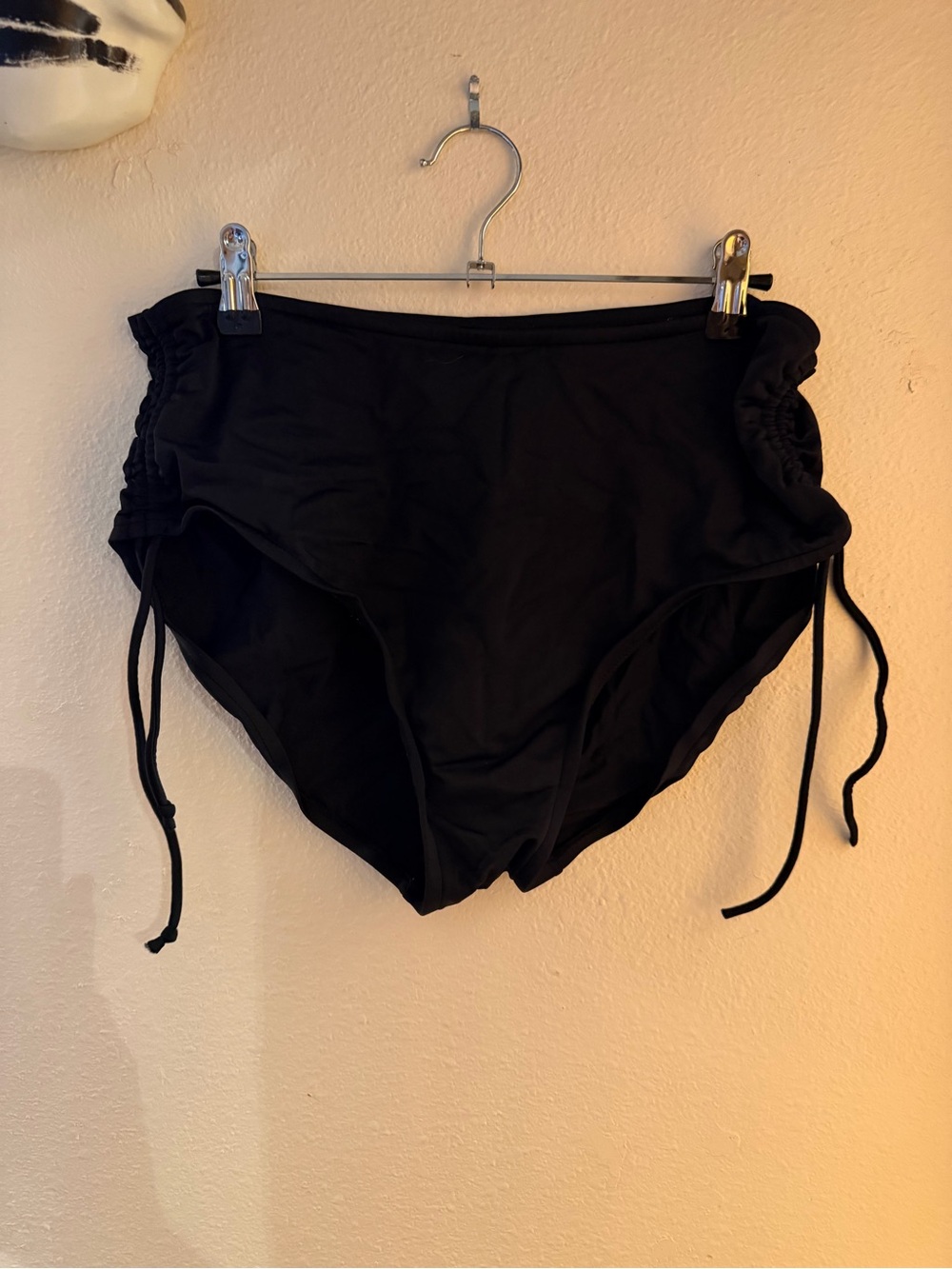 High-Waist Black Ruched Side Bikini Bottoms